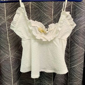 Textured cottage core v neck cropped top